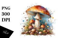 Mystical Celestial Mushroom Watercolor Splash, Transparent Product Image 1