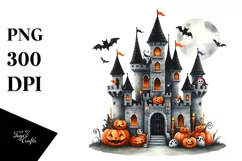 Funny Watercolor Halloween Sticker Clipart Product Image 1