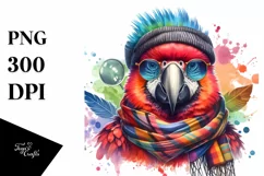 Cute Macaw Scarf Sunglasses | Sublimation Clipart Product Image 1