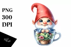 Cute Watercolor Smiling Gnome in | Sublimation Clipart Product Image 1