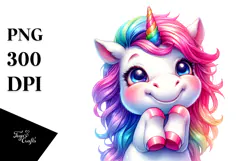 Funny Smiling Baby Unicorn PNG Product Image 1