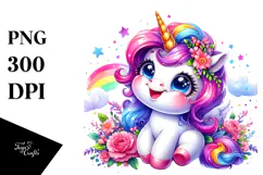Funny Smiling Baby Unicorn PNG Product Image 1
