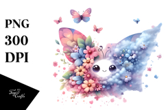 Cute Butterfly Half of Flowers PNG Product Image 1
