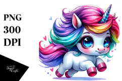 Running Unicorn with Cool Haircut PNG Product Image 1