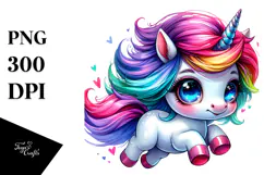 Funny Running Baby Unicorn Watercolor Product Image 1