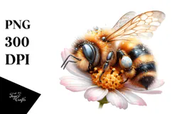 Digital Watercolor with Adorned Baby Bee, Transparent PNG Product Image 1