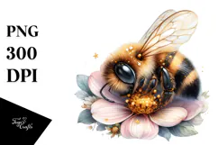 Digital Watercolor with Adorned Baby Bee, Transparent PNG Product Image 1