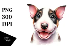 Watercolor Baby Bull Terrier PNG Product Image 1