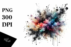 Colorful Black Watercolor Splash | Summer Clipart Product Image 1