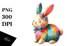 Colorful Wood Bunny PNG Product Image 1