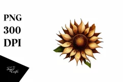 Abstract Wooden Small Stained Sunflower | Clipart Product Image 3