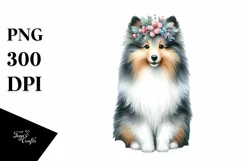 Cute Shetland Sheepdog with Christmas Decorations, Product Image 3