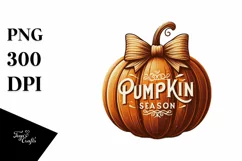 Pumpkin with Textured Bow, Pumpkin Season PNG Product Image 1