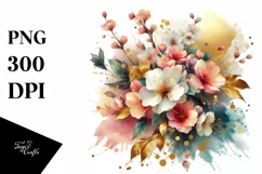 Colorful Bouquet with Gold Foil | Clipart Product Image 1