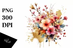 Colorful Bouquet with Gold Foil | Clipart Product Image 1
