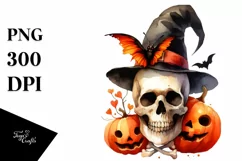Funny Skull Halloween Clipart PNG Product Image 1