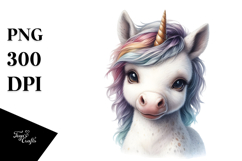 Baby Unicorn Watercolor PNG Product Image 1