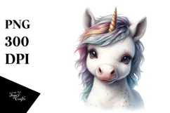 Baby Unicorn Watercolor PNG Product Image 1