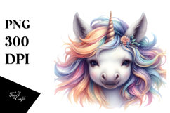 Detailed Baby Unicorn Watercolor PNG Product Image 1