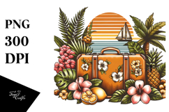 Vintage Beach Suitcase, Vector Clipart, PNG Product Image 1