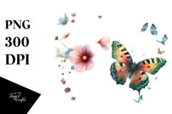 Colorful Butterfly with Flowers, Transparent PNG Product Image 1