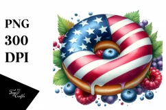 Watercolor Vintage Donut USA Flag Colors Product Image 3