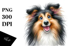 Watercolor Cute Collie, High-Res PNG Product Image 1