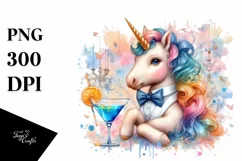 Colorful Unicorn in Speakeasy, PNG Product Image 3