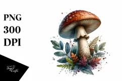 Glossy Mushroom Watercolor Splash, PNG Product Image 3
