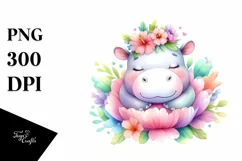 Colorful Baby Hippo Watercolor Clipart Product Image 3