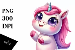 Funny Expressive Unicorn with Big Eyes PNG Product Image 1