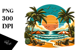 Retro Tropical Beach PNG Product Image 1