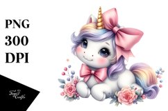 Baby Unicorn Watercolor Pastel | Sublimation Clipart Product Image 1