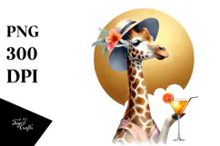 Happy Giraffe in Beachwear PNG Product Image 1