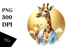 Happy Giraffe in Beachwear PNG Product Image 1