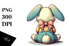 Colorful Vintage Bunny Sitting PNG Product Image 1