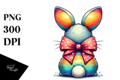 Colorful Vintage Bunny Sitting PNG Product Image 1