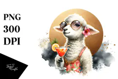 Happy Lamb in Beachwear, Transparent PNG Product Image 1