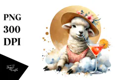 Happy Lamb in Beachwear, Transparent PNG Product Image 1