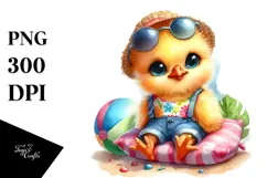 Goofy Baby Chicken on Pillow PNG Product Image 1