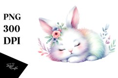 Cute Pastel Bunny Sleeping Clipart Product Image 4