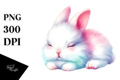 Cute Pastel Bunny Sleeping Clipart Product Image 4