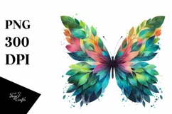 Abstract Butterfly with Plant Leaves PNG Product Image 1