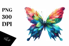 Abstract Butterfly with Plant Leaves PNG Product Image 1