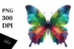 Abstract Butterfly with Plant Leaves PNG Product Image 3