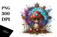 Mystical Stained Mushroom, Watercolor PNG Product Image 3
