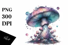 Glossy Pastel Mystical Mushroom Watercolor Splash, Product Image 1