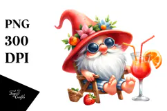 Cute Gnome Summer Cocktail PNG Product Image 1
