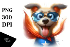 Goofy Dog with Superhero Cape PNG Product Image 1