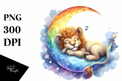 Colorful Baby Lion Moon | Clipart Product Image 1